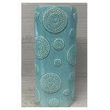Large Textured Teal Glazed Ceramic Vase