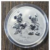 One Ounce Silver Round: Mickey & Minnie