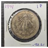 1944 Silver Un Peso