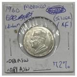 1960 Morocco 1 Dirham Silver Coin
