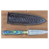 Damascus Fixed Blade Dagger w/ Sheath
