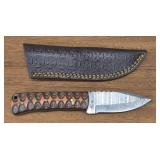 Damascus Fixed Blade w/ Sheath #1