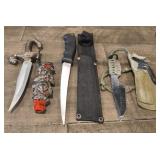 (3) Fixed Blade Knives With Sheath