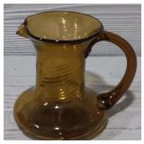 Vintage Hand Blown Amber Glass Pitcher