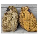 (2) Leather Baseball Mitts
