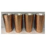 (4) 16oz Double Wall Hammered Copper Tumblers