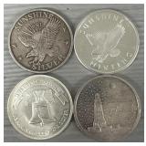 (4) Various 1oz Silver Rounds