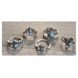 (5) Turquoise Fashion Rings