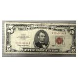 Vintage 1934 A $5 Silver Certificate Blue Seal