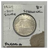 1924 Austria .800 Silver Schilling Coin
