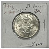1946 Britain 2 Shillings Silver Coin