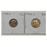(2) 1939-D & 1940-S Uncirculated Pennies