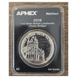 One Ounce Silver Round: Tower Bridge