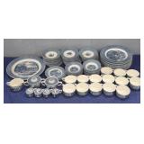 Large Decorative White/Blue Dish Set