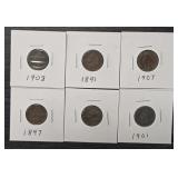 (6) U.S. Indian Head Pennies