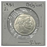 1951 Belgium 2 Frances Silver Coin