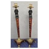 (2) Decorative Black Bust Candlesticks