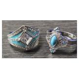 (2) Turquoise Like Fashion Rings