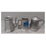 (3) Vintage Pewters Beer Mugs