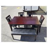 (6) Pc Dark Cherry Wood Dining Table Set