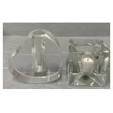 (2) Glass Candle Holder & Heart Shaped Vase