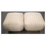 (2) Decorative Metal Base Ottomans