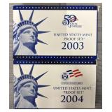 (2) 2003 & 2004 U.S. Mint Proof Sets