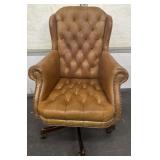 Vintage-Style Tufted Wheeled Arm Chair