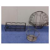 Vtg Wrought Iron Plant Holders