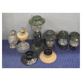 (4) Coleman Propane Lamps & (2) Oil Lamps
