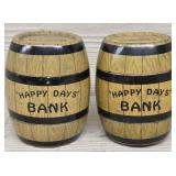 (2) 'Happy Days' Barrel Banks #1