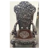 Antique Japanese Red Lacquer Monkey Armchair