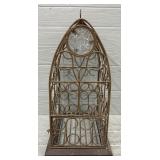 Ornate Twisted Metal & Glass Bird Cage/Wine Holder