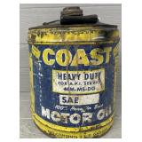 Large Vintage Coast Motor Oil Can