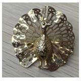 1970ï¿½s Gold Tone Peacock Brooch