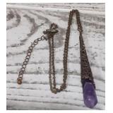 Vintage Necklace With Purple Crystal Pendant