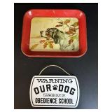 Vintage Spaniel Metal Tray & Our Dog Sign