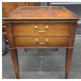 Side Table w/ Leather Top & Drawer