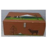 Hand Painted Wooden Box w/ Rope Handles