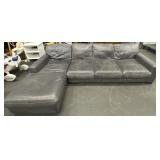 Gunmetal Gray Leather Sectional Couch