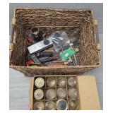 Wicker Basket w/ Misc Extras