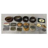(4) Leather Belts & (13) Belt Buckles