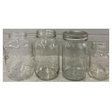 (3) Quart & (1) Pint Glass Mason Jars