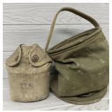 (2) US Military Collapsible Bucket & Canteen Cover