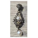 Sterling Silver Pendant w/ 18K Gold & Pearls