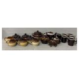Assorted Brown Drip Glaze Cups, Pots & Etc