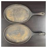 (2) Oval Cast Iron Skillets