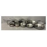 (13) Assorted Stainless Pots & Pans w/ Lids