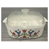 1975 4Qt Square Casserole Dish A-84-B w/ Pyrex Lid