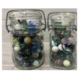 (2) Glass Jars Full of Marbles